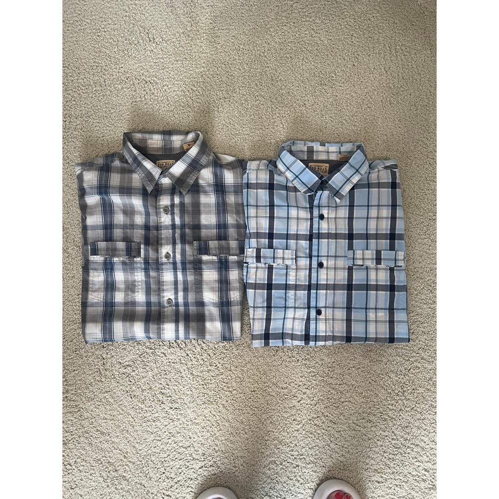 Lot of 2 Red Head Brand Co Mens Plaid Short Sleeve Button Up Shirts Size L